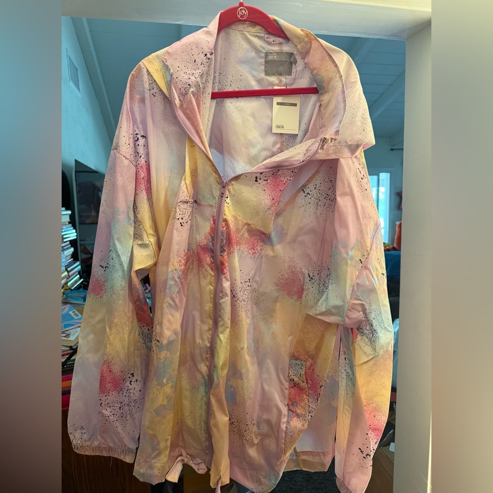 Colorful ASOS Curve paint splatter lightweight parka jacket